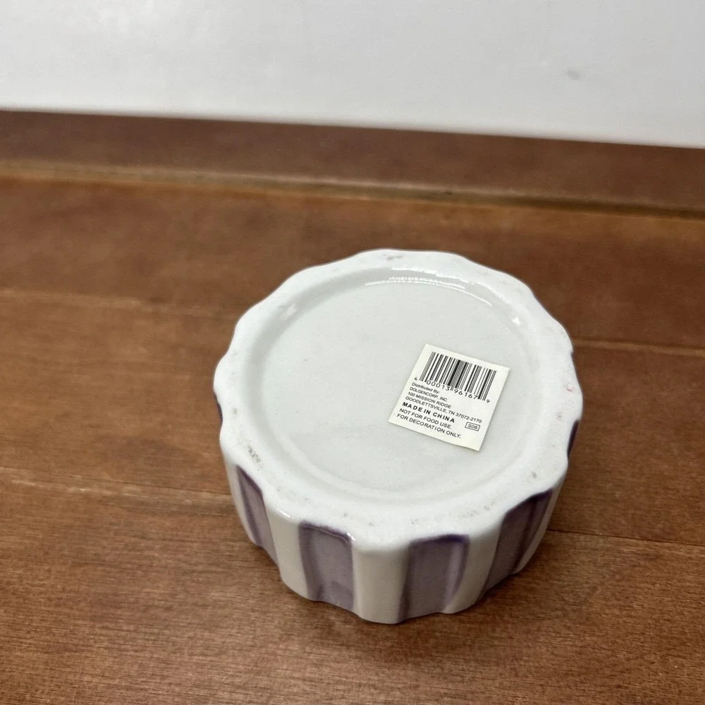 Sun Hat Garden Jewelry Trinket Box Yellow Sun Flowers‎ Purple White Stripes